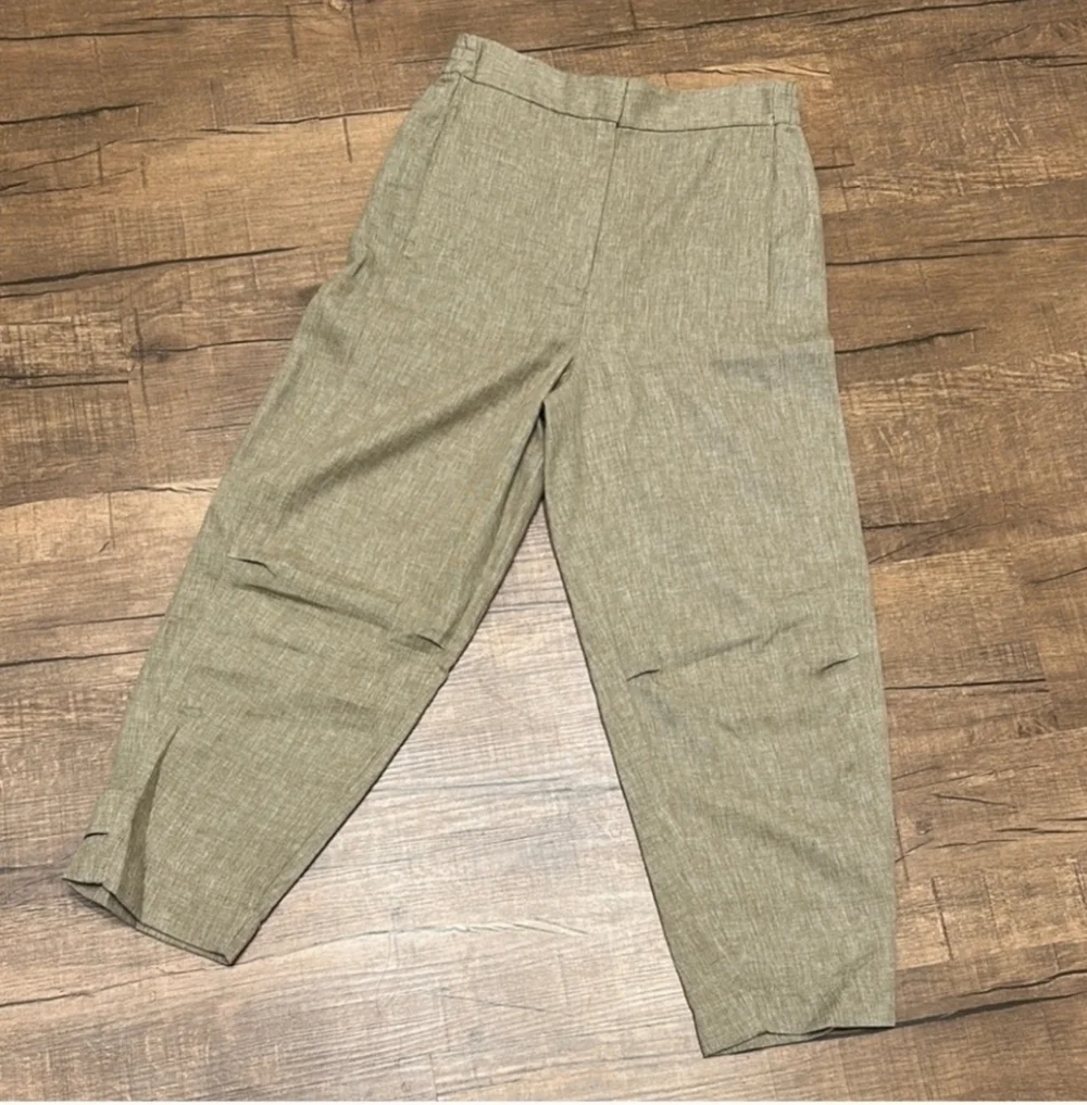 Zara ZW Collection Linen Blend Ankle Trousers NWT Taupe Beige XS